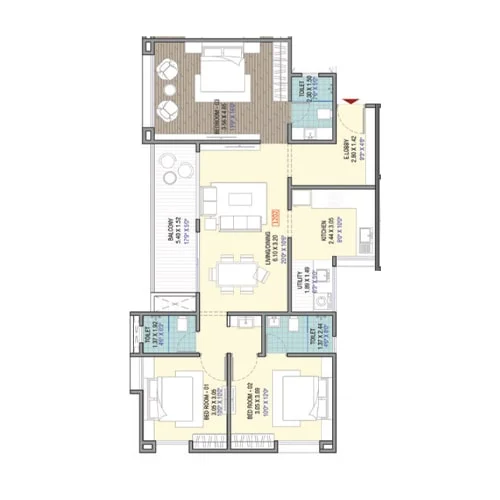 Menlo Skyora Bavdhan 2 BHK Floor Plan Image